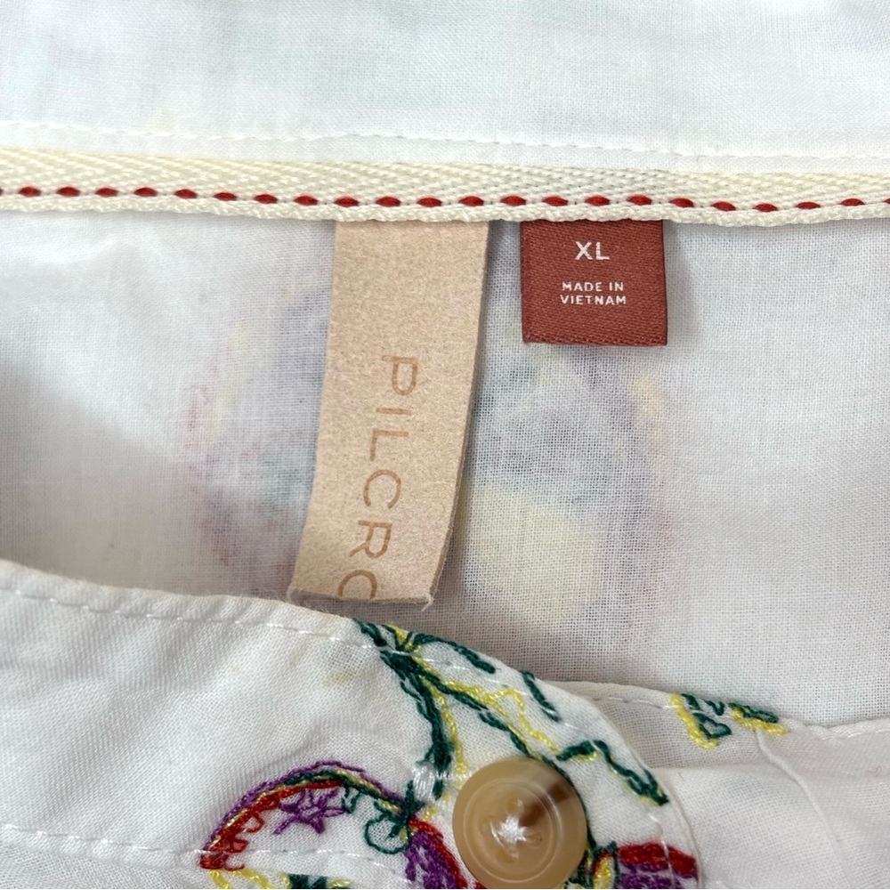 Anthropologie Pilcro Bella Fruit Embroidered Blouse Size XL White Boho - Picture 9 of 11